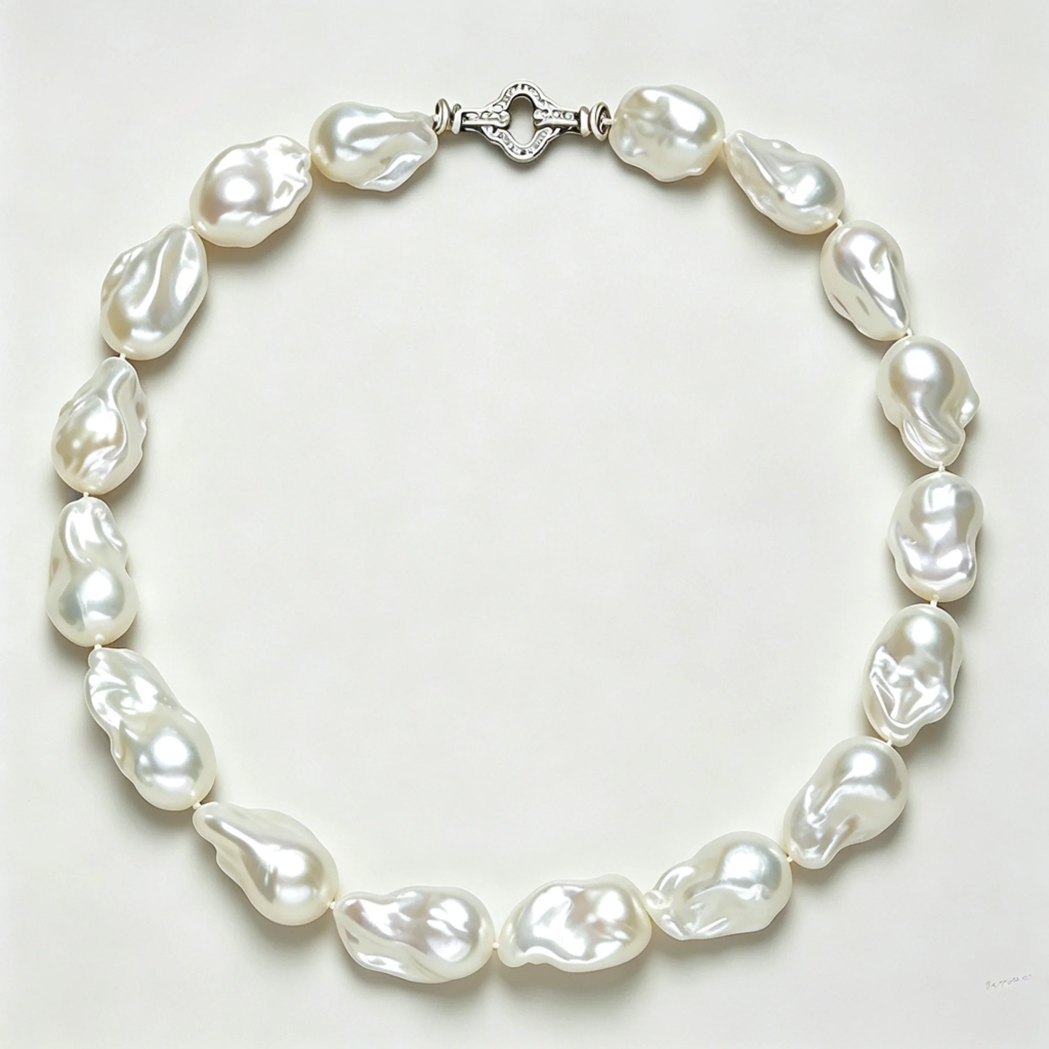 Baroque pearl necklace photographed with uneven pearl silhouettes