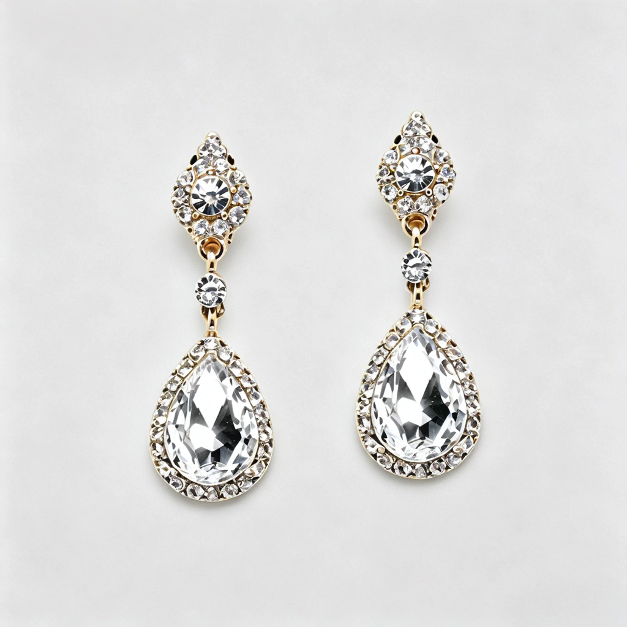 Crystal bridal earrings product photo with stone pattern and outline