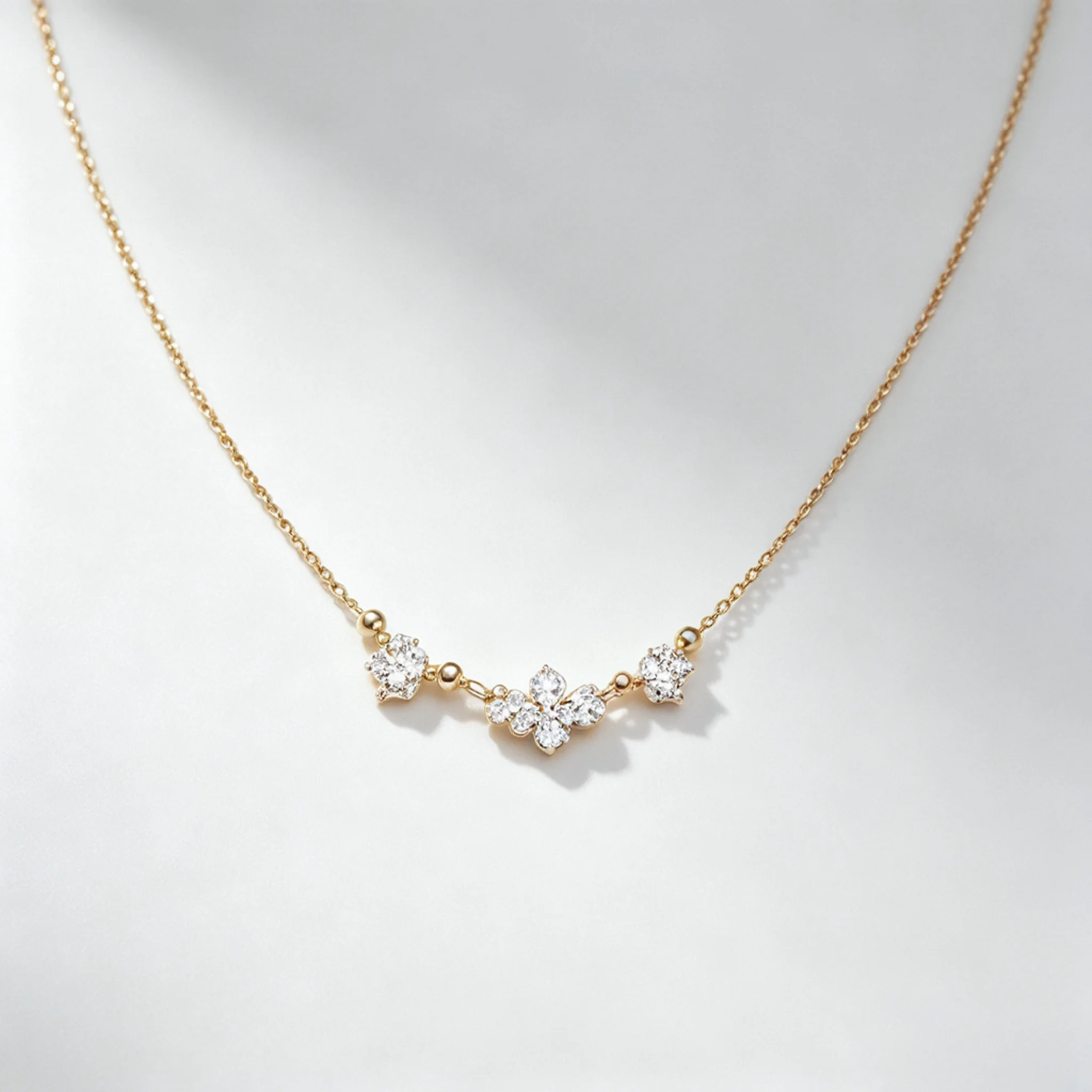 dainty diamond necklace product photo with tiny diamond accent and delicate chain