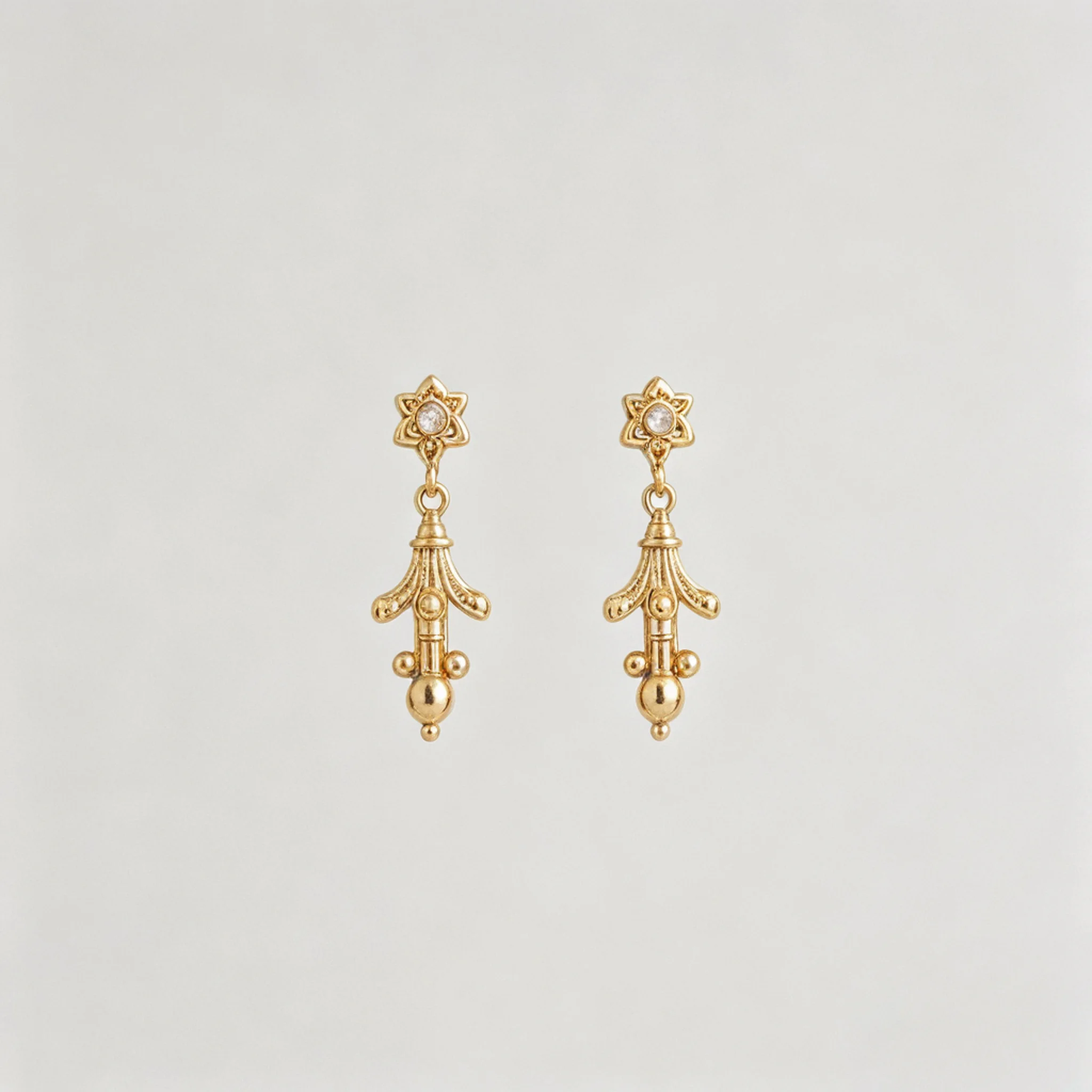 Gold bridal earrings product photo with warm metal tone and shape